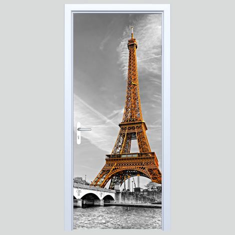 Adhesivo de tela para puerta con forma de Torre Eiffel 017PD