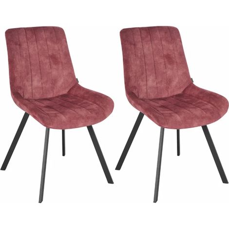 Lot 2 chaises en velours rose rembourré et pieds métal - NANY 2 (1/5)