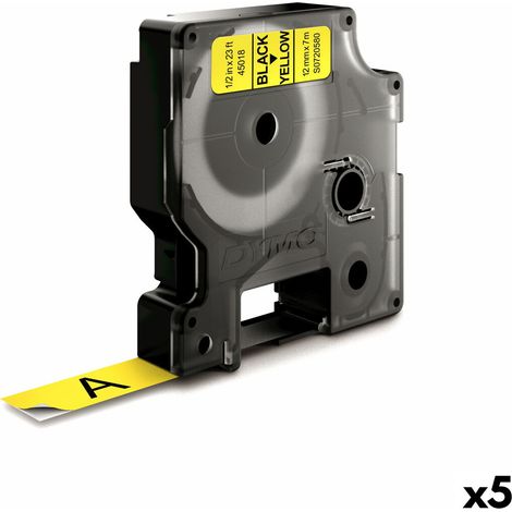 Nastro Laminato per Etichettatrici Dymo D1 45018 12 mm LabelManager™ Giallo Nero (5 Unità) (1/3)