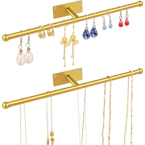 Lot de 2 supports muraux pour colliers, organisateur de bijoux mural, support métallique pour colliers, bracelets et bagues (1/5)