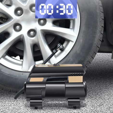 Pompe à air numérique portable 12 V pour voiture, gonfleur de pneus insonorisé avec lumière, gonflage rapide en 30 secondes (1/5)