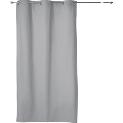 Rideau a oeillets coton uni 140 x 240 cm Panama gris (1/3)