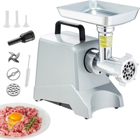 Mophorn Tritacarne elettrico - Capacità 5 Lb/Min, 575 W (800 W MAX). Un tritacarne industriale dotato di lama, piastra di macinazione, lama per insaccare salsicce e 3 tubi. Realizzato in alluminio