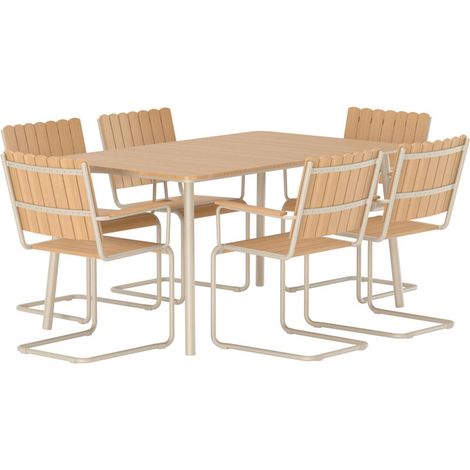 Ensemble Table de Jardin & 6 Chaises "Holmsund" 150cm Naturel (1/4)