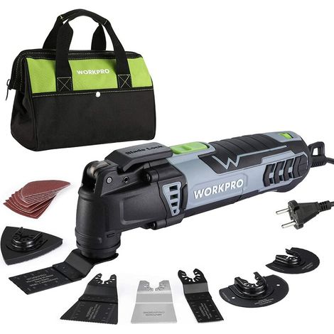 – Outil multifonction oscillant 300W – 7 vitesses réglables – Changement rapide de lame – 17 accessoires pour travaux variés (1/5)