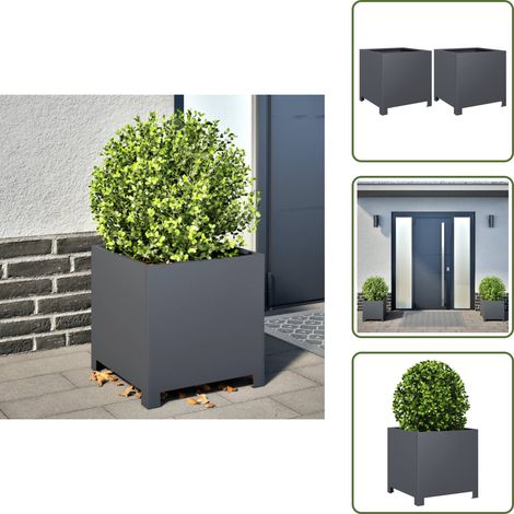 vidaXL Pflanzkübel 2 Stk. Anthrazit 40x40x40 Stahl (1/5)