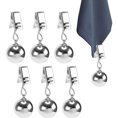 Juego de 6 pesas para manteles, pesas para manteles de exterior con clip metálico, abrazaderas para manteles (1/4)