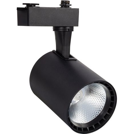 Spot LED sur Rail Monophasé 20W Bron Noir 3000K Blanc chaud