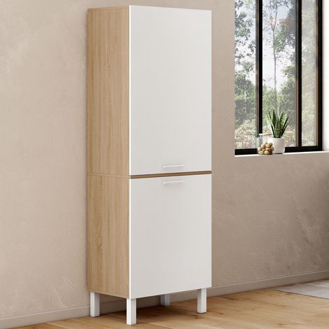 Mueble de cocina CINA 60 cm con 2 puertas de haya y blanco