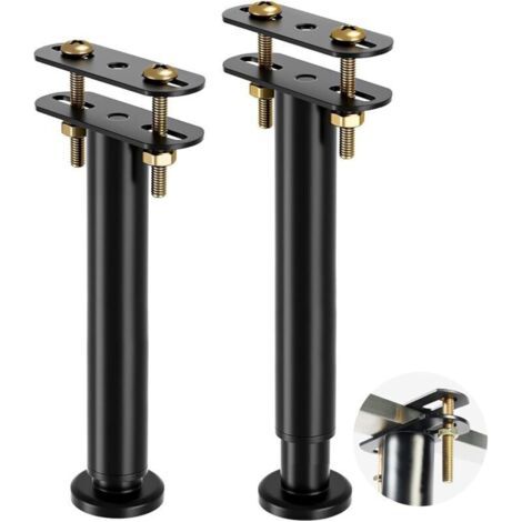 Bardusch - 2 Pieds de Lit Réglables en Hauteur 25-42 cm, Supports pour Traverse Médiane de Lit, Pieds de Soutien Centraux en Métal pour Cadre de Lit, Pieds de Remplissage pour Lit, Canapé, Armoire, Ta (1/5)