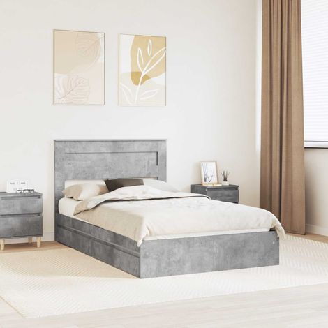 vidaXL Lit de Rangement Gris béton 135 x 190 cm Bois d'ingénierie (1/5)