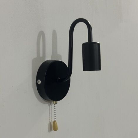 Vintage wall light with standard E27 socket with switch, ideal for living room, bedroom or industrial decoration (bulb not included, black) (1/5)