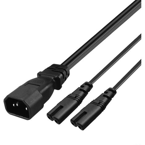 Cordon adaptateur Y alimentation PVC IEC320 C14 vers deux connecteurs C7, accessoire électronique, 0,32 m (1/5)