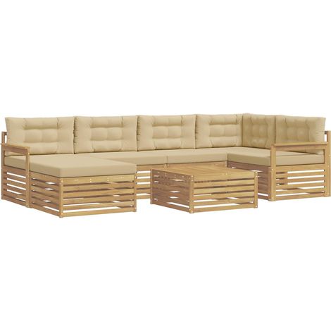 Set di divani da esterno 7 pz Bianco e Beige vidaXL (1/5)