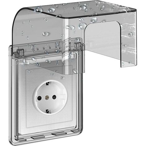 Type 86 Cache Prise Etanche Electrique Murale, Prise Electrique de Courant Etanche, Autocollant Prise Couvercle Interrupteur, 10.8x7.5x12.3cm, pour Salle de Bain et Cuisine Prise (1/5)