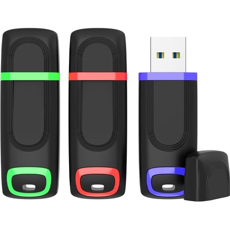 Clé USB 3.0 256Go Rapide, Lot de 3 Clef USB 256 Go 3.0 à Capuchon Cle USB Flash Drive 256 Giga Pas Cher Compatible avec Ordinateur, Console de Jeux, PC (1/5)
