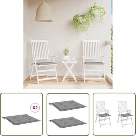 The Living Store Coussins de chaise jardin lot de 2 gris 40x40x3 cm tissu oxford - Coussins De Chaise - Coussin Exterieur - Coussin Jardin - Coussin Confortable - Coussin Design (1/5)