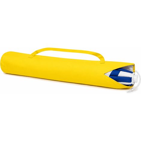 Sac porte-parasol de plage 120 x 18 cm - Housse en polyester avec bandoulière - Porte-parasol universel pour mer, camping et jardin - Jaune (1/5)