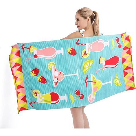 Serviette de plage en microfibre, anti-sable, à séchage rapide, légère, avec un joli motif de fruits, 76 x 152 cm, idéale pour les enfants, les femmes et les hommes, parfaite pour la piscine et la pla (1/5)