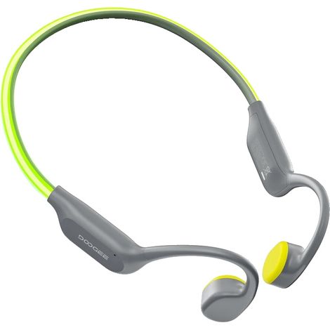 Auriculares de conducción ósea, resistentes al agua IP68, luz LED de seguridad integrada, color gris. (1/2)