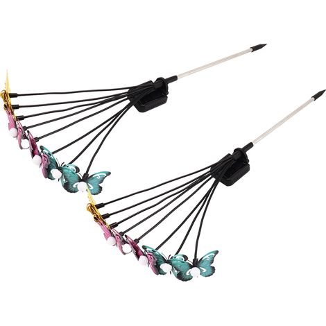 Lot de 2 guirlandes solaires papillons, éclairage décoratif extérieur pour jardin avec 8 papillons, lumière blanc chaud (1/5)