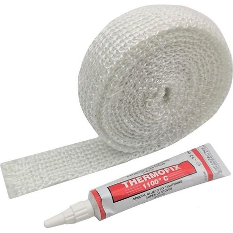Tresse de verre plate + colle réfractaire - 3 mètres 10 mm