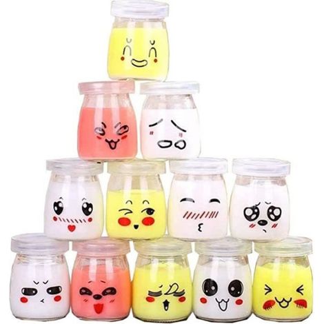 12 Pots yaourt, Verre, Couvercle hermétique, 100ml, Pour yaourtière, Enfant (1/3)