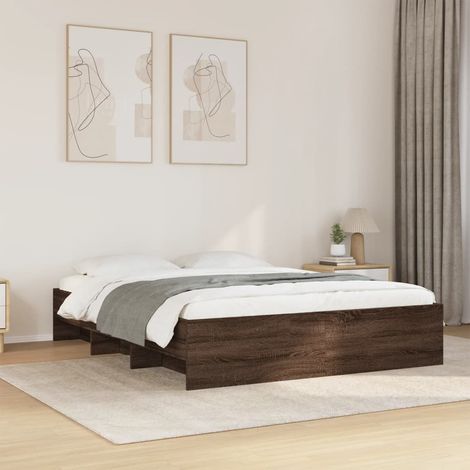 Estructura de cama sin colchón madera marrón roble 150x200 cm vidaXL (1/5)