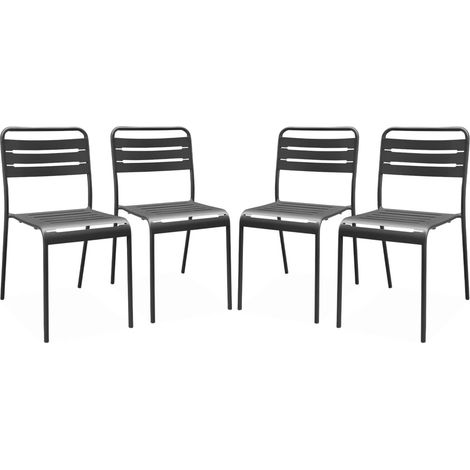 Lot de 4 chaises de jardin acier. 4 places. anthracite. Amelia. L44 x P52 x H79cm