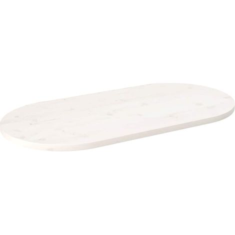 Tischplatte Weiß 100x50x2,5 cm Massivholz Kiefer Oval