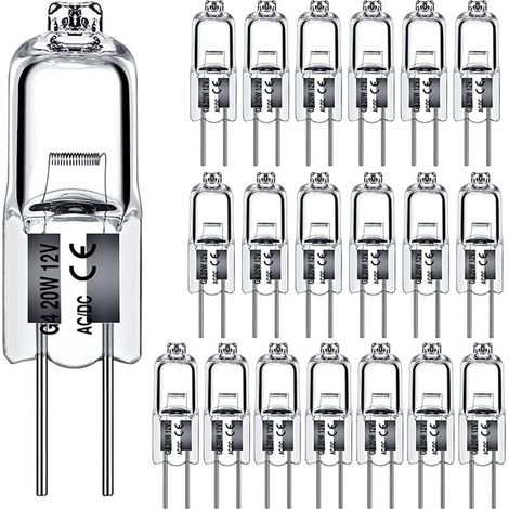 G4 Halogen Bulbs 20W 12V 2 Pin Type Base Replacement for Landscape Under Cabinet Puck Light Track Lighting Dimmable (10Pack) (1/5)