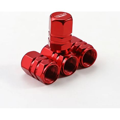 (Rouge C) 4 bouchons de valve de pneu en métal pour voiture, compatibles avec Chrysler 300c, PT Cruiser, Grand Voyager, Pacifica, Town Country, Crossfire et Sebring (1/5)