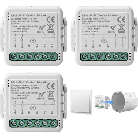 Tuya 3er-Pack Smart-Schalter für Rollläden, 2,4-GHz-WLAN, Alexa-Steuerung, App-Steuerung, Timer, Motor (1/5)