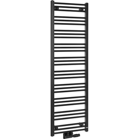Radiateur de salle de bains ALBRECHT 500x1570 mm, raccordement central, noir mat (1/5)
