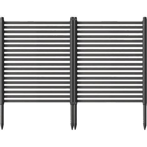 Valla de jardín, diseño modular, material resistente a la intemperie, color negro. (1/2)