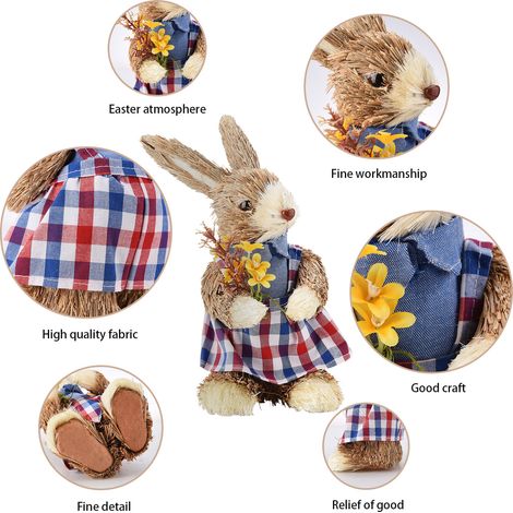 Figurine de Lapin de Pâques Écologique et Colorée, Durable et Réaliste