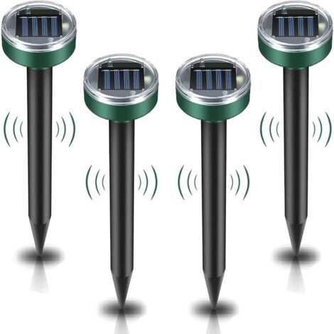 Aiperq Repellente per talpe solare, repellente per parassiti a ultrasuoni in 4 pezzi - Controllo talpe con grado di impermeabilità IP65, repellente per talpe da giardino (1/4)