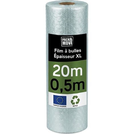 Pack and Move - Papier Bulles Recyclé - 0,50 x 20 m - Déménagement, Expédition Et Protection - Papier Bulle De Qualité - 70% recyclé