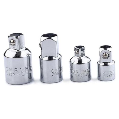 Kit convertisseur réducteur d'adaptateur de prise à cliquet carré de 4 pièces 1/2 à 3/8 adaptateur de prise 3/8 à 1/2 adaptateur de prise 3/8 à 1/4 1/4 à 3/8 adaptateur(Couleur argent) (1/5)