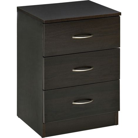 HOMCOM Modern 3 Drawers Side Table, Bedside Table with Wood Effect, Black (1/5)