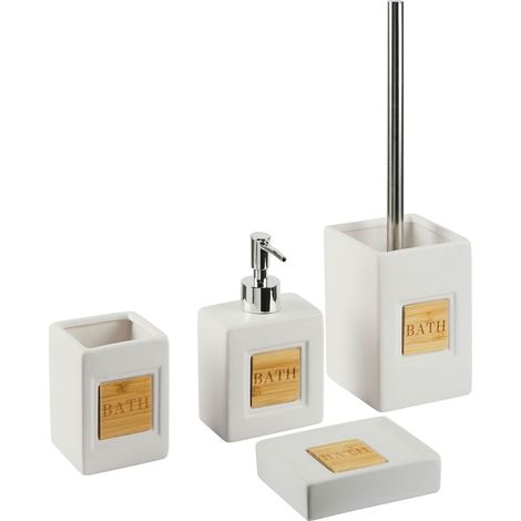 4-Piece Bathroom Accessories Set KOUROU Ceramic Beige