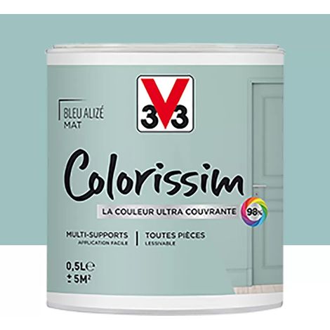 Peinture Multi-supports V33 Colorissim Mat Bleu alizée 0,5 L (1/4)