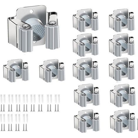12 teiliges Wandhalterungsset Wandhalterung für Bürsten Wandregal für Werkzeuge Gartengerätehalterung für Mopps, Besen, Schaufeln und andere Werk (1/5)