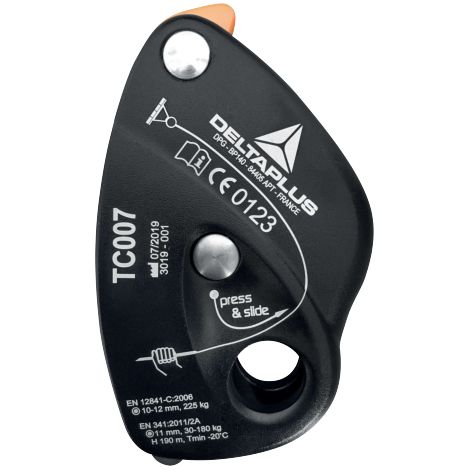 DELTA PLUS - Descendeur auto-bloquant - Aluminium - Longueur: Unique - Taille Unique - Couleur Noir-Orange