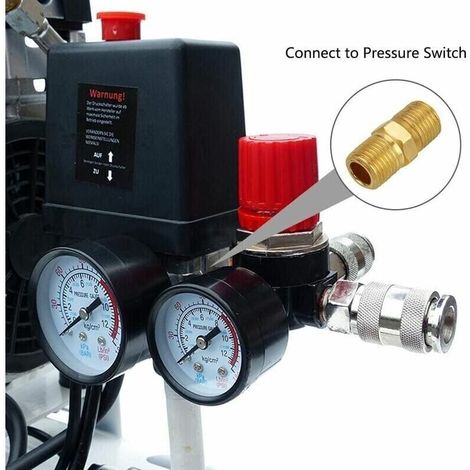 Regolatore di pressione dell'aria a tre vie, 175 psi, 12 bar, manometro da 1/4" per compressore (nuova valvola a tre vie) (1/3)