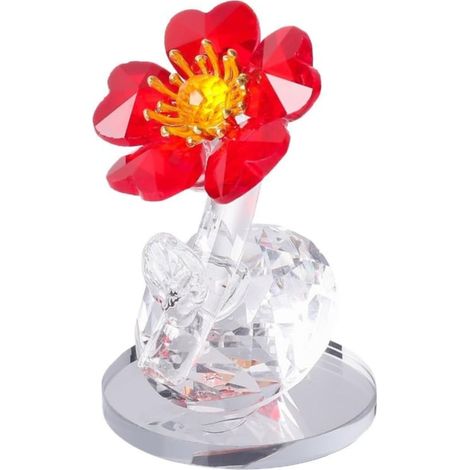 Ornement Floral En Verre - 3,9 x 6,3 cm - Décoration Intérieure Et Automobile - Cadeau Pour Anniversaire Mariage Noël Saint-Valentin Fête Des Mères - Lot De 1 (1/5)