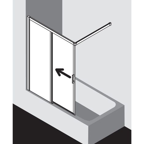 Kermi LIGA porte coulissante H2L 1000 x 1500mm argent ultra brillant verre trempé transparent Clean (1/5)