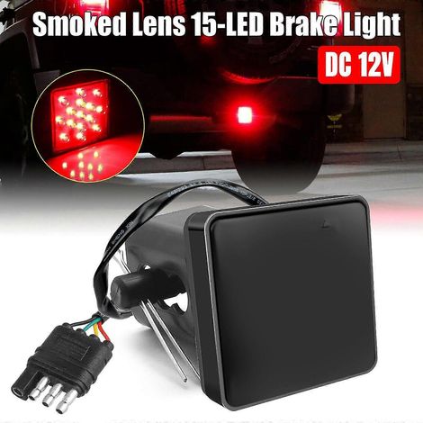 Feu stop à lentille fumée 15 LED avec feux de jour, cache-attelage pour remorque, compatible avec les attelages de 2 pouces, pour le remorquage et le transport (1/5)
