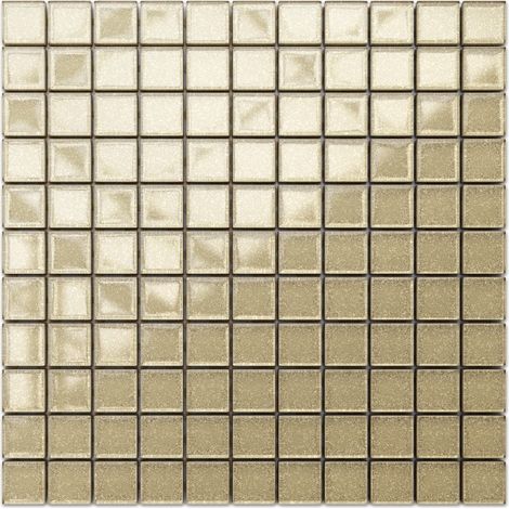 Ilcom mosaico in vetro su rete per bagno e cucina  30cm x 30cm  - The gold rush (1/4)