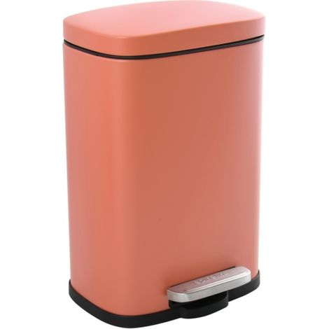 Spirella – Poubelle de salle de bain à pédale 5L – Acier terracotta – Mécanisme Easy-Close – Revêtement anti-traces facile à nettoyer (1/5)